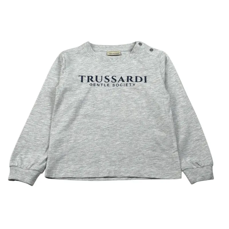 Trussardi Shirt Girocollo tinta unita con Logo Grigio per Neonato