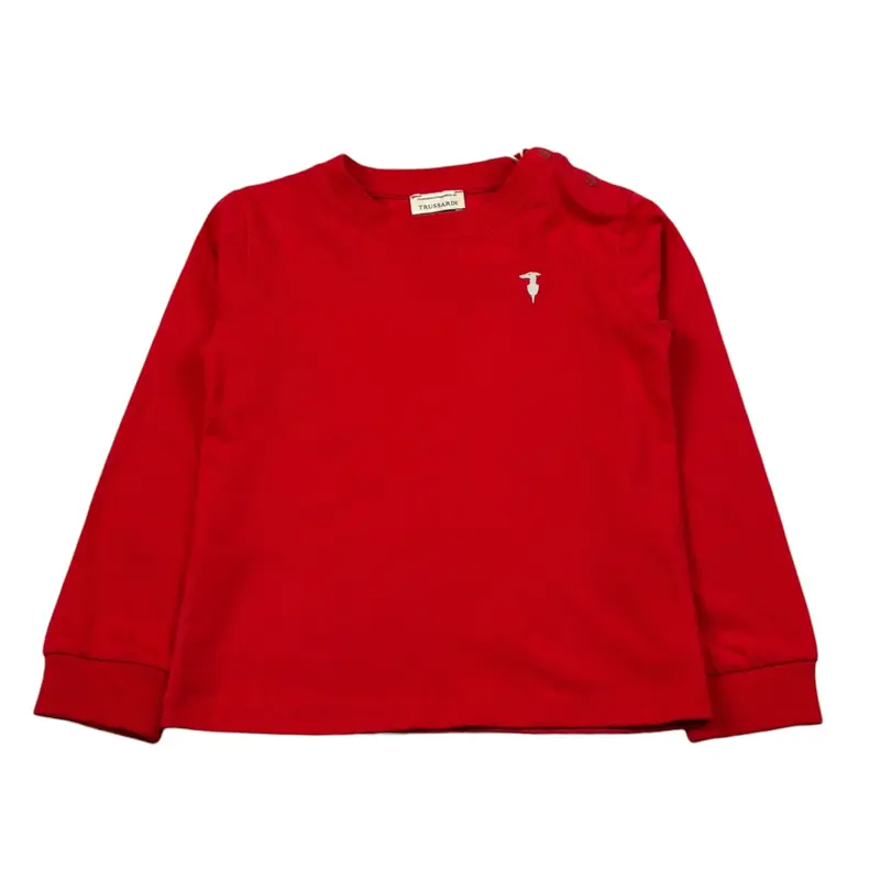Trussardi Shirt Girocollo tinta unita con Logo Rosso per Neonato