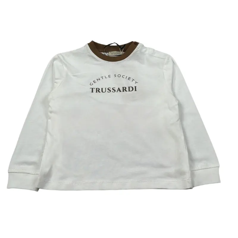 Trussardi Shirt Girocollo tinta unita con Stampa Bianco per Neonato