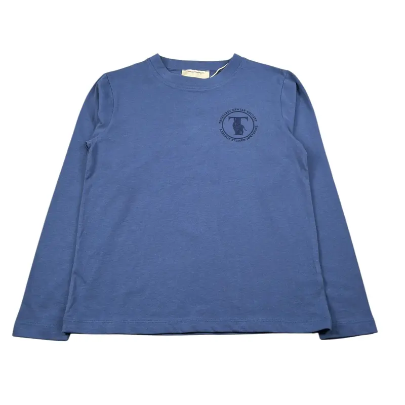 Trussardi Shirt Girocollo tinta unita con Stampa Blu per Bambino