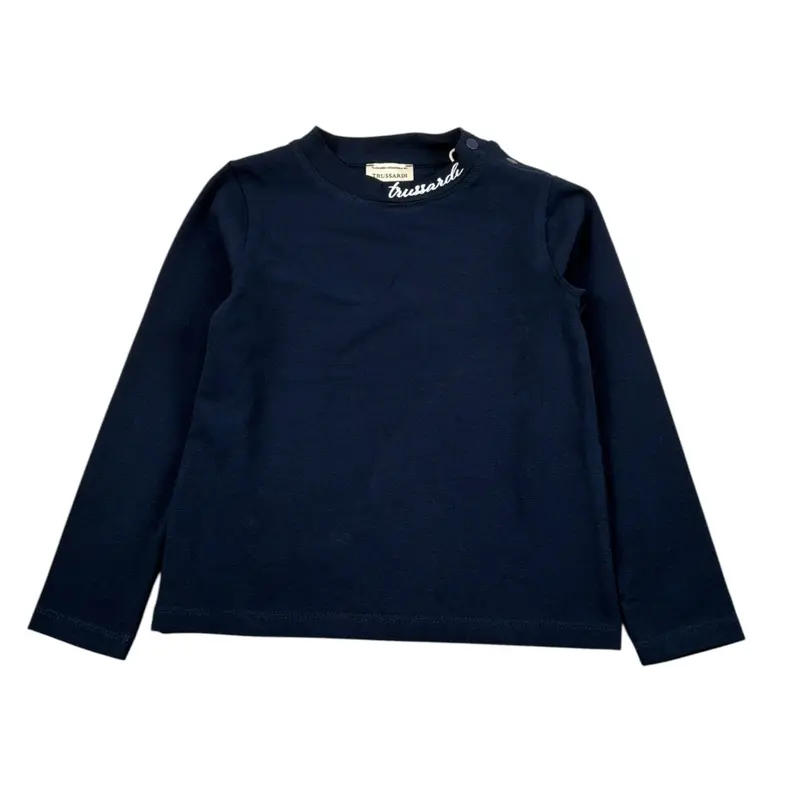 Trussardi Shirt tinta unita con Logo Blu per Neonata