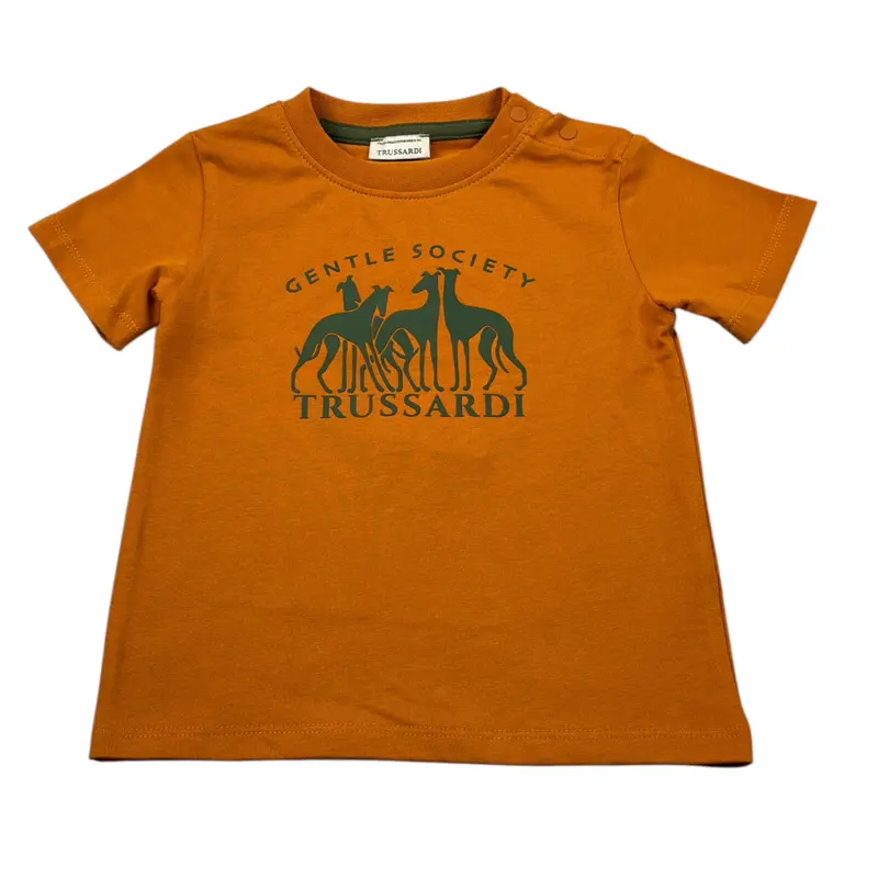 Trussardi T-Shirt Girocollo tinta unita con Logo Arancione per Neonato