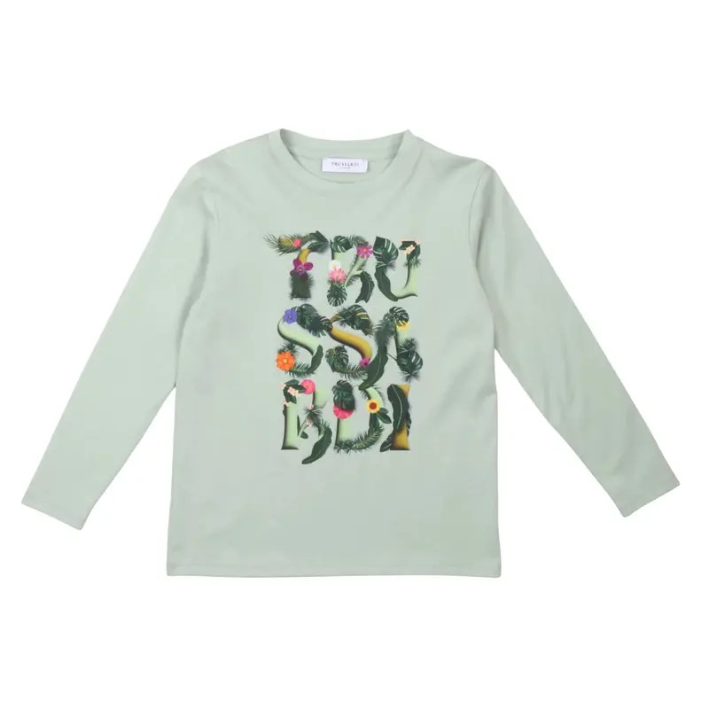 Trussardi T-shirt verde manica lunga bambina