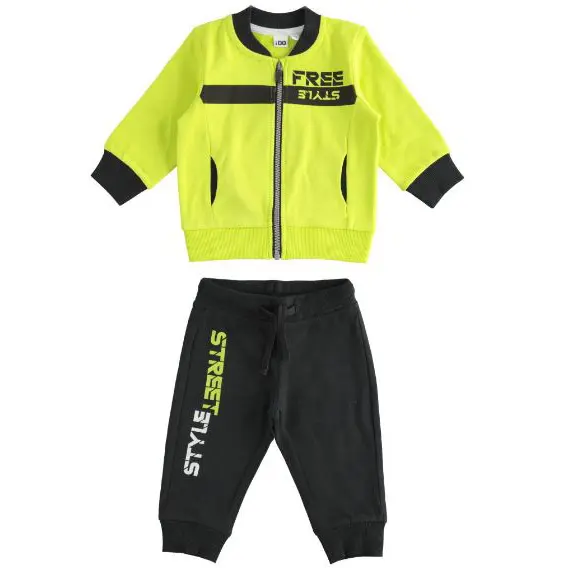 Tuta bambino con zip verde fluo
