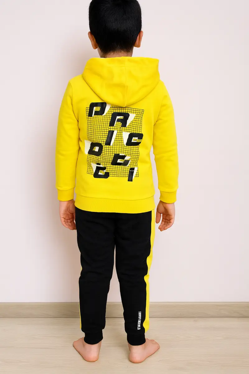 Tuta bambino garzata gialla con logo paciotti retro