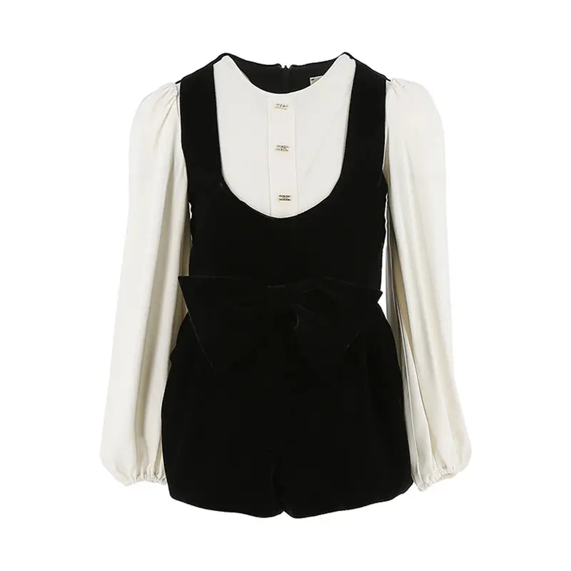 TUTA IN VELLUTO CON FIOCCO NERO/MILK ELISABETTA FRANCHI