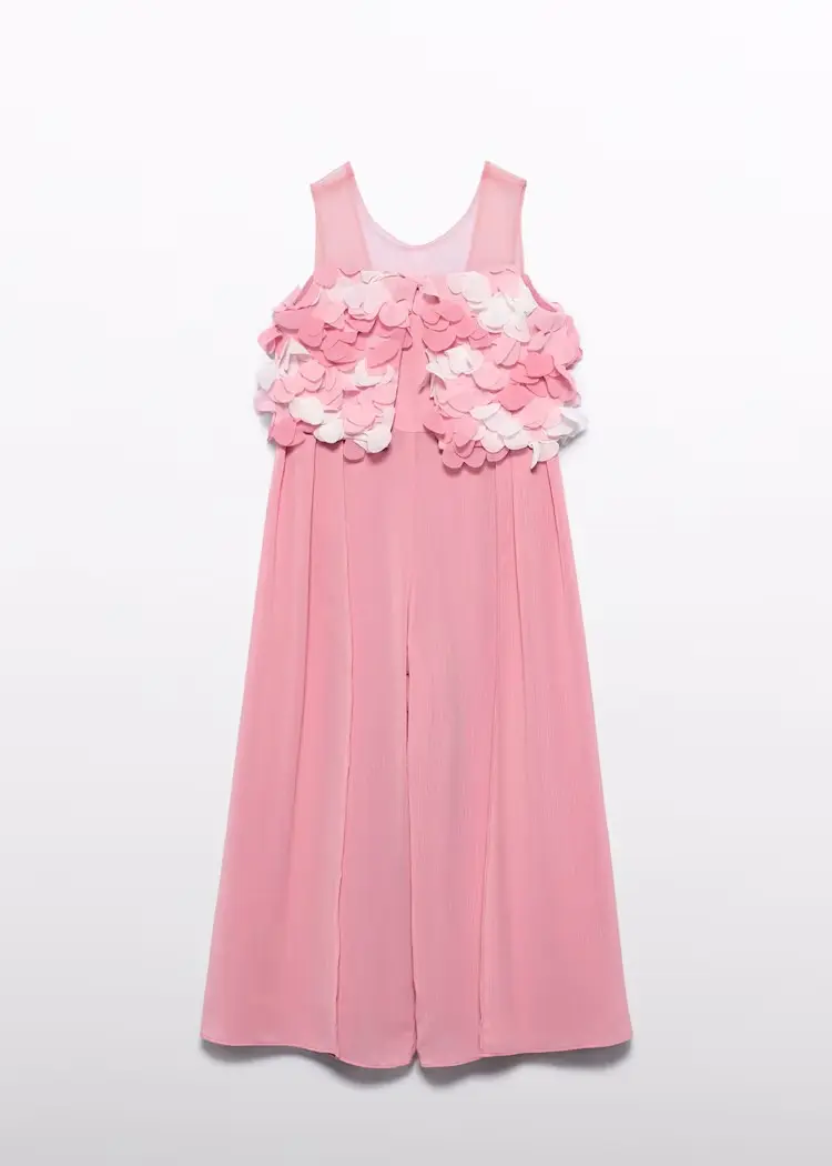Tuta Lunga Chiffon Fiori 3d Bambina