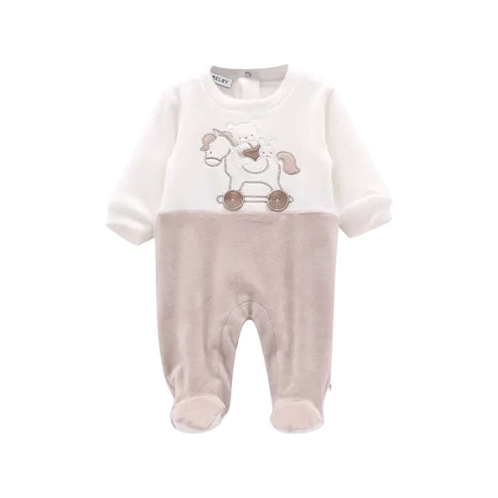 Tutina bicolore con piede in ciniglia soft Melby