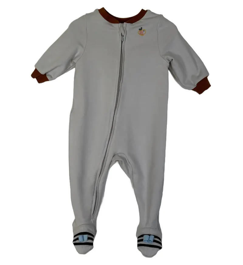Tutina con i piedini in cotone felpato biologico - Grigio Chiaro