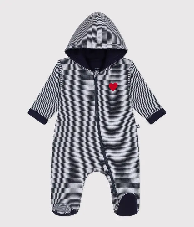 Tutina imbottita a righe per neonato in cotone Petit Bateau