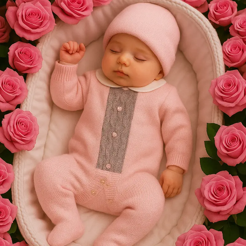 Tutina neonata 100% lana con losanghe a contrasto