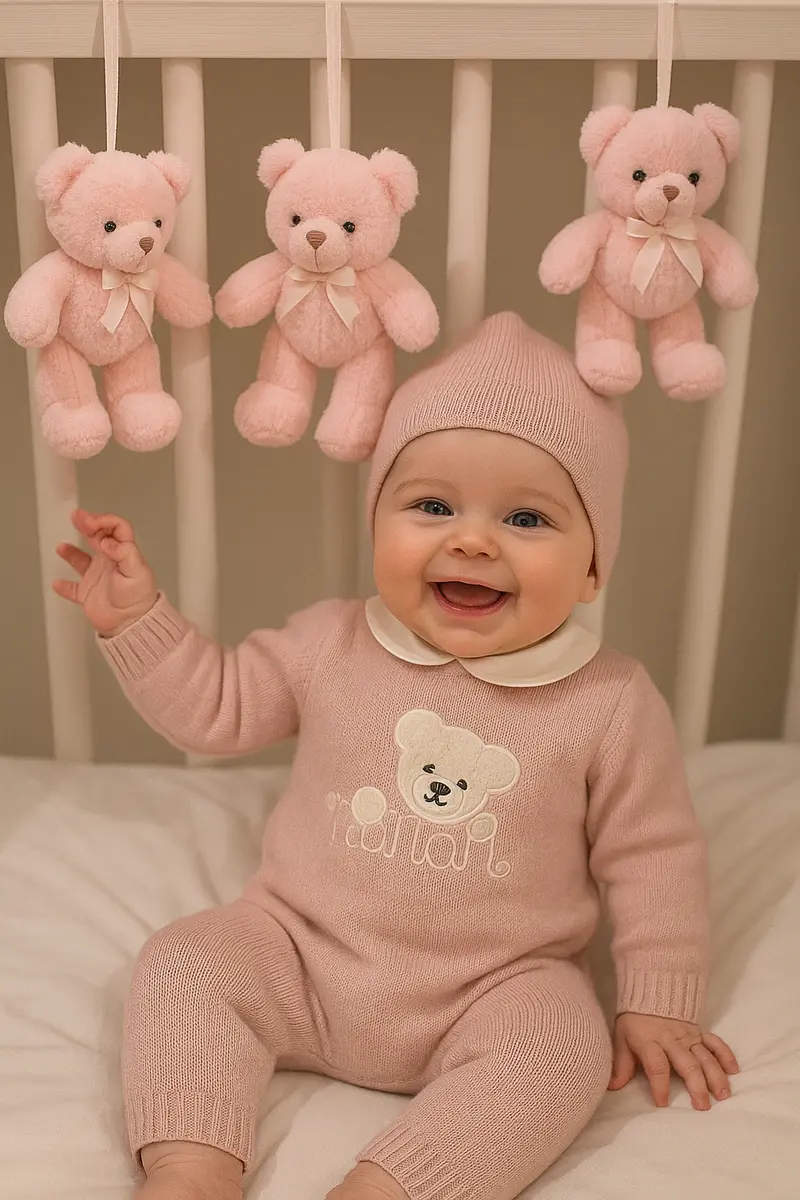 Tutina neonata 100% lana con orsetto Nanan