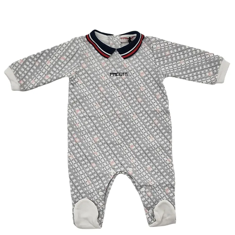 Tutina neonato felpata multi logo bianca