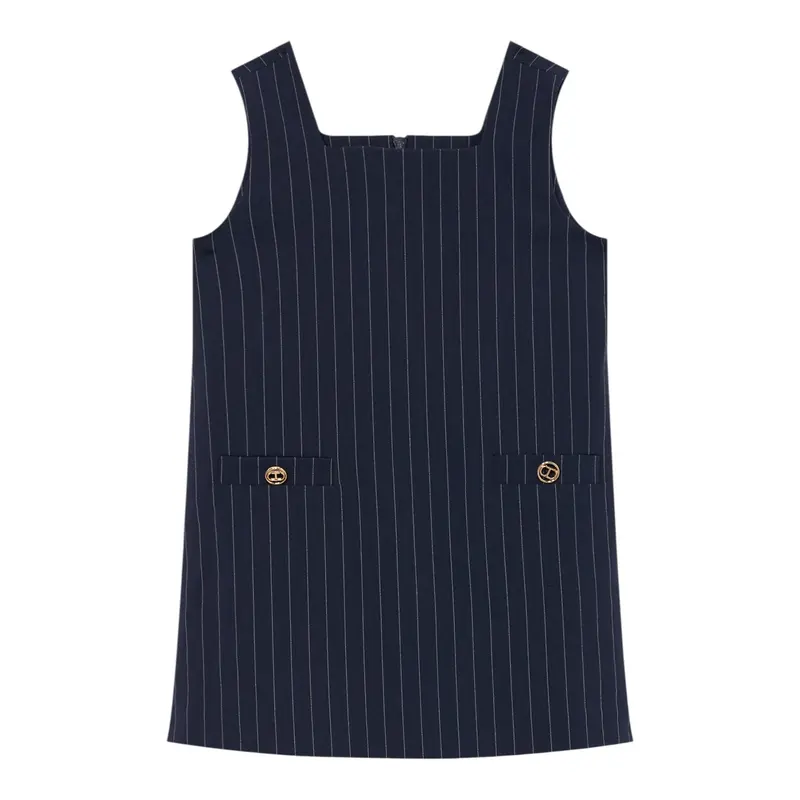 Twinset Abito Giromanica tinta unita Blu per Bambina
