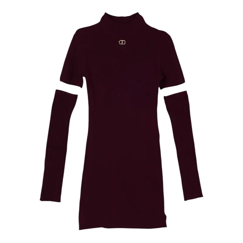 Twinset Abito tinta unita con Manicotti Vinaccia per Bambina
