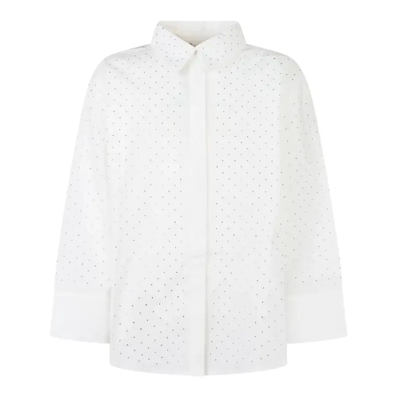 Twinset Camicia tinta unita con Brillantini Bianco per Bambina