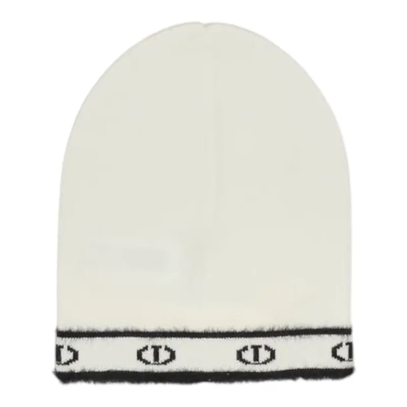 Twinset Cappello tinta unita con Stampa Panna per Bambina
