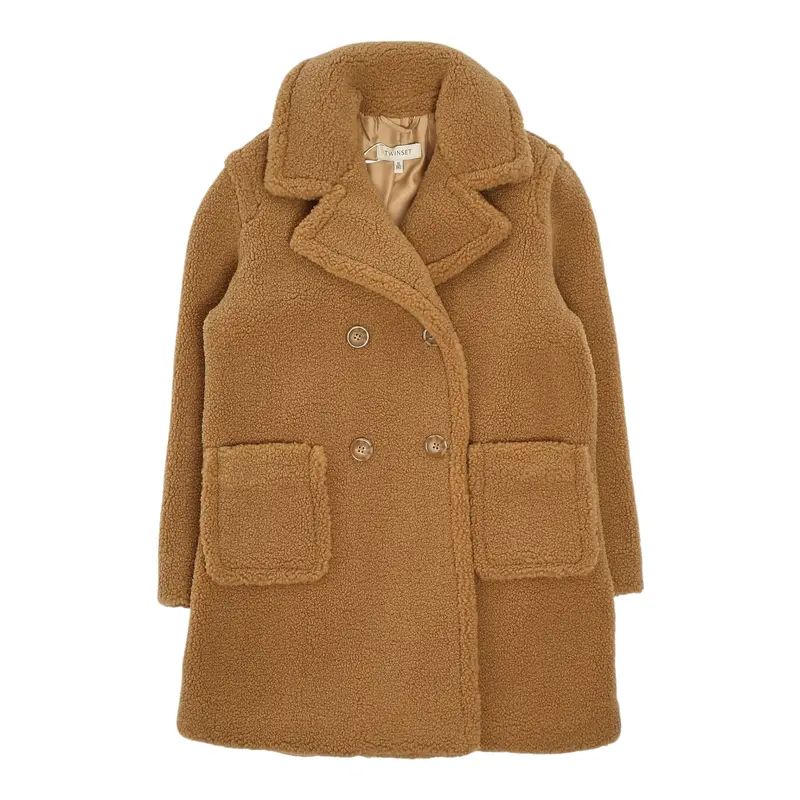Twinset Cappotto tinta unita Doppiopetto Cammello per Bambina