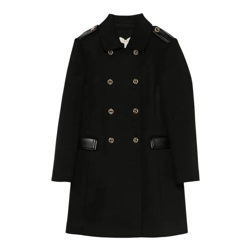 Twinset Cappotto tinta unita Doppiopetto Nero per Bambina