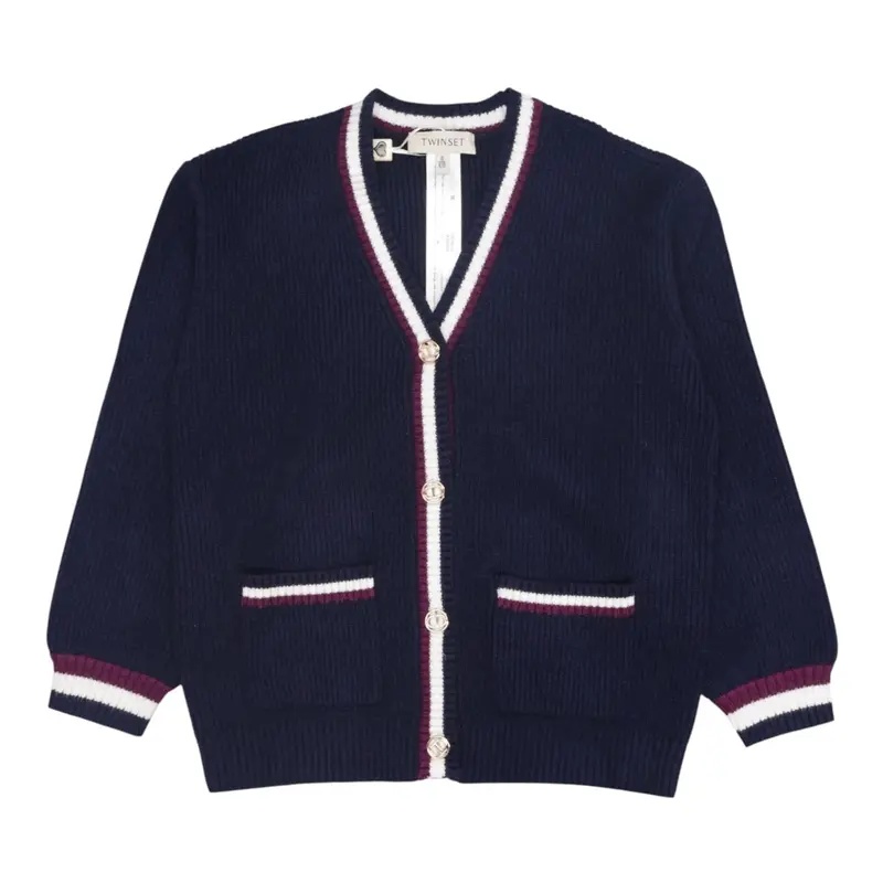 Twinset Cardigan tinta unita Blu per Bambina
