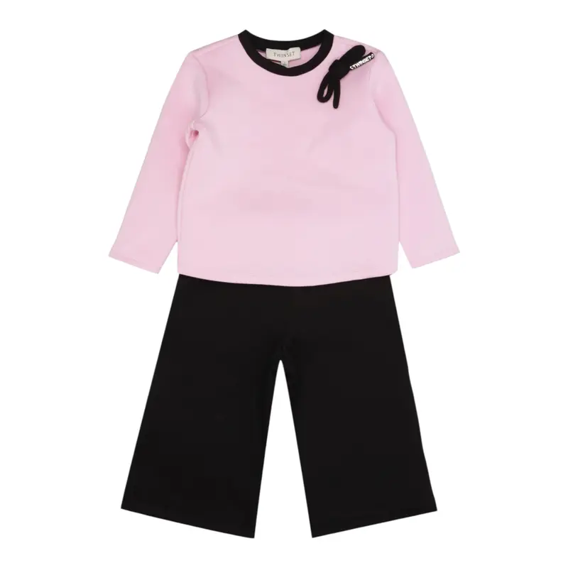 Twinset Completo 2Pz Maglia-Pantalone Bicolore Rosa/Nero per Bambina