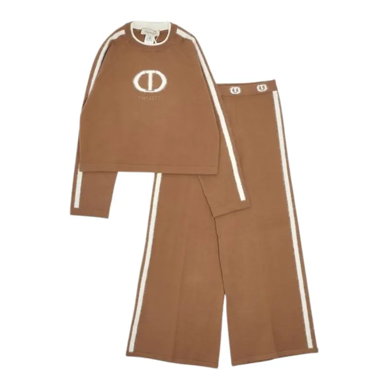 Twinset Completo 2Pz Maglia-Pantalone tinta unita Cammello per Bambina