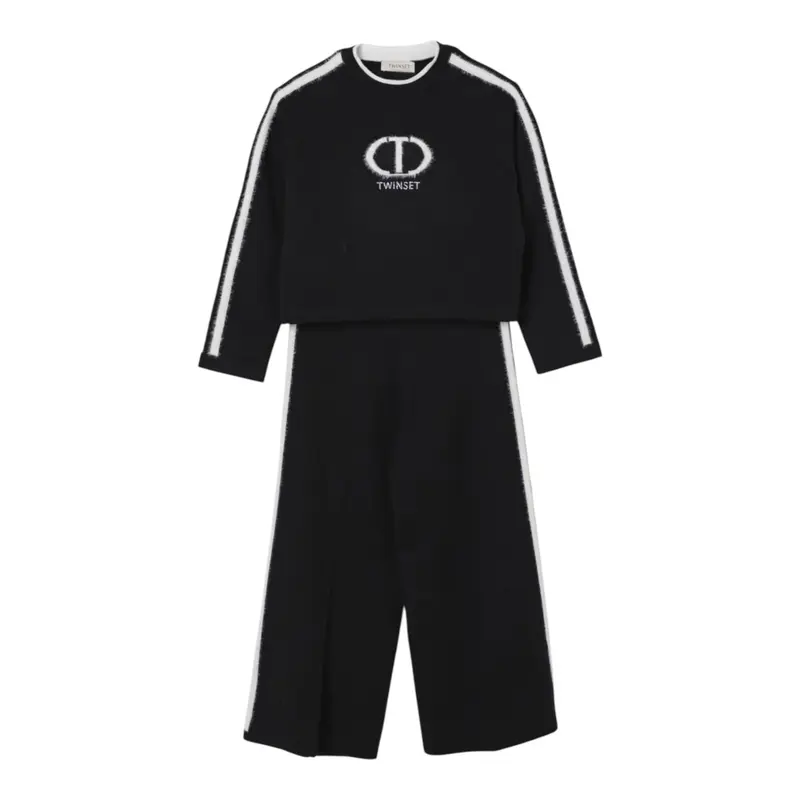 Twinset Completo 2Pz Maglia-Pantalone tinta unita Nero per Bambina