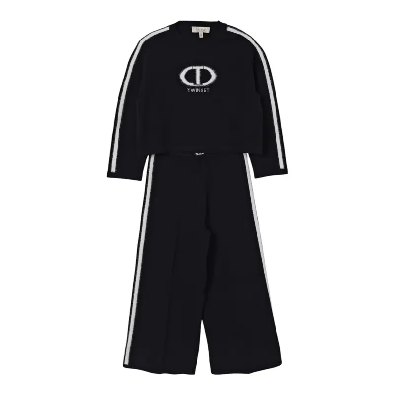 Twinset Completo 2Pz Maglia-Pantalone tinta unita Nero per Bambina
