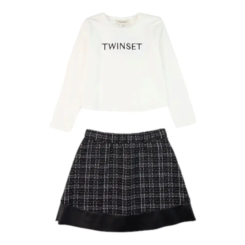 Twinset Completo 2Pz Shirt-Gonna Bicolore Bianco/Nero per Bambina