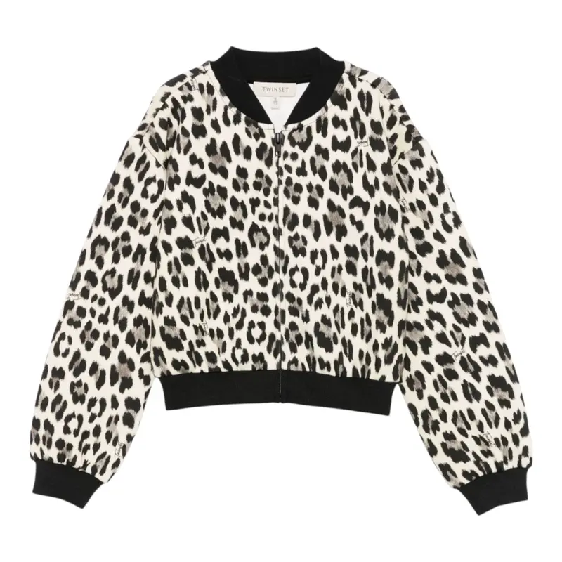 Twinset Felpa tinta unita con Fantasia Maculata Beige per Bambina