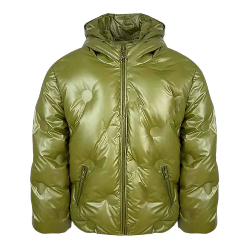 Twinset Giubbino tinta unita con Zip E Cappuccio Verde per Bambina