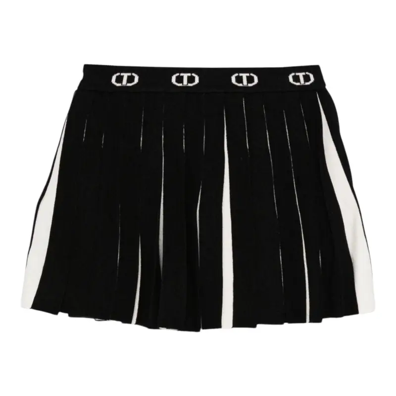 Twinset Gonna Bicolore con Elastico In Vita Nero/Bianco per Bambina