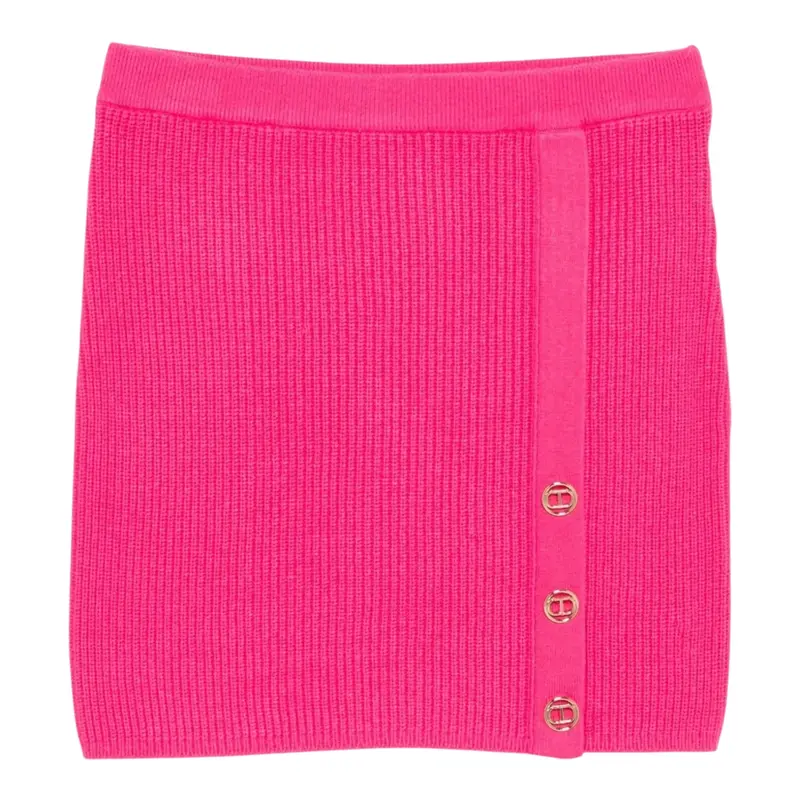 Twinset Gonna tinta unita con Bottoni Fuxia per Bambina