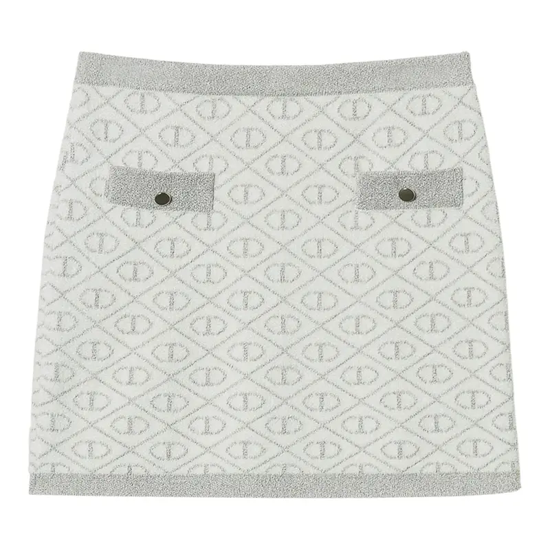 Twinset Gonna tinta unita con Loghi Panna per Bambina