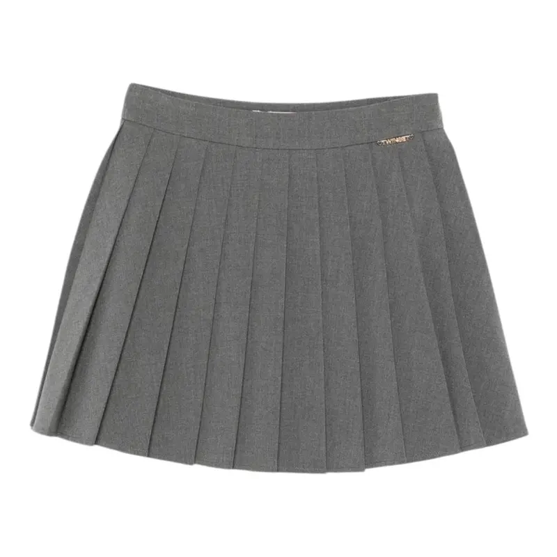 Twinset Gonna tinta unita con Logo Grigio per Bambina