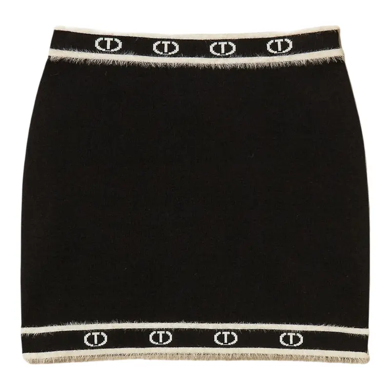 Twinset Gonna tinta unita con Logo Nero per Bambina