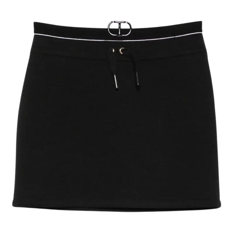Twinset Gonna tinta unita con Logo Nero per Bambina