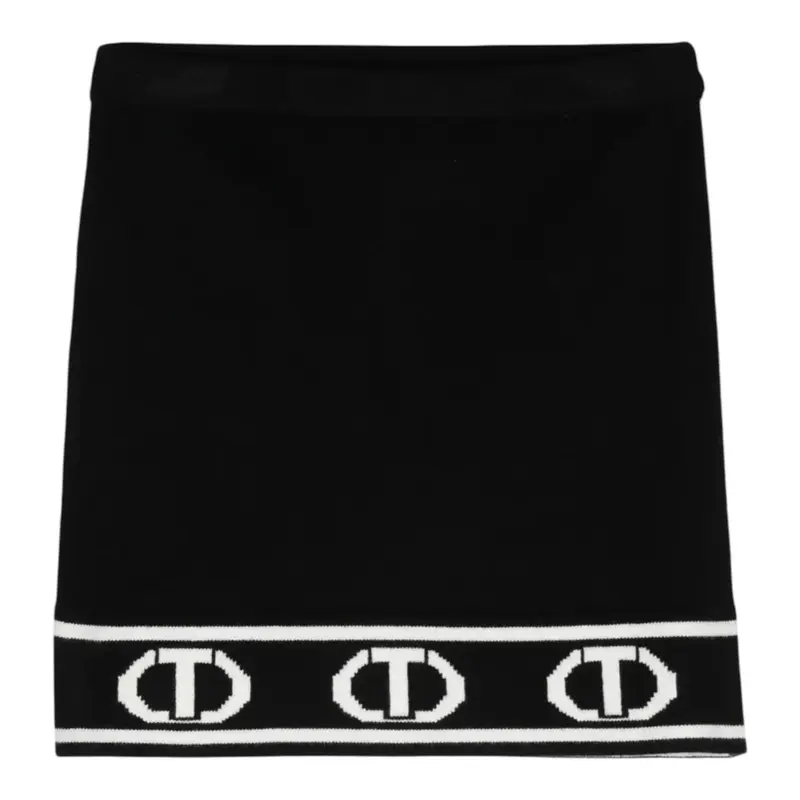 Twinset Gonna tinta unita con Logo Nero per Bambina