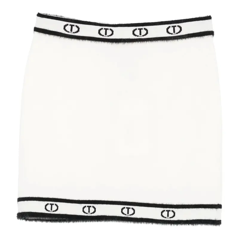 Twinset Gonna tinta unita con Logo Panna per Bambina