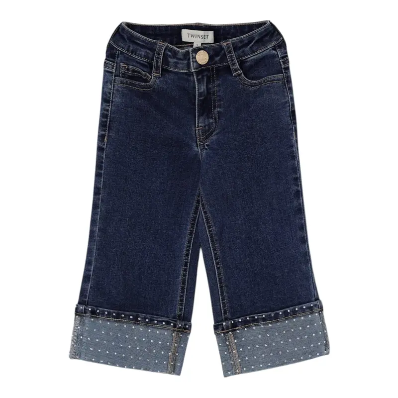 Twinset Jeans tinta unita con Piegoni Blu per Neonata