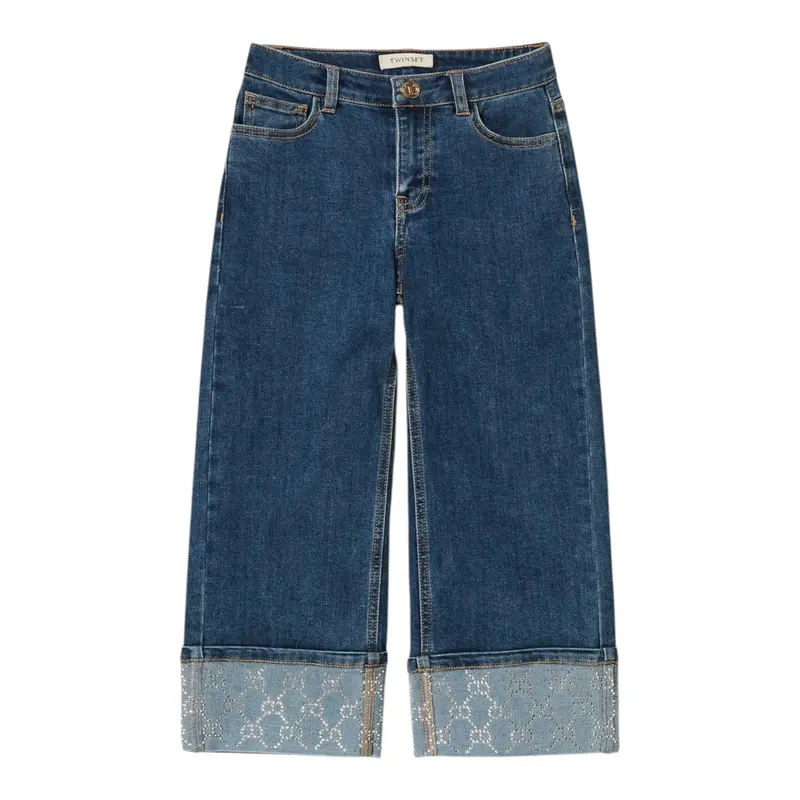 Twinset Jeans tinta unita Modello Palazzo Blu per Bambina