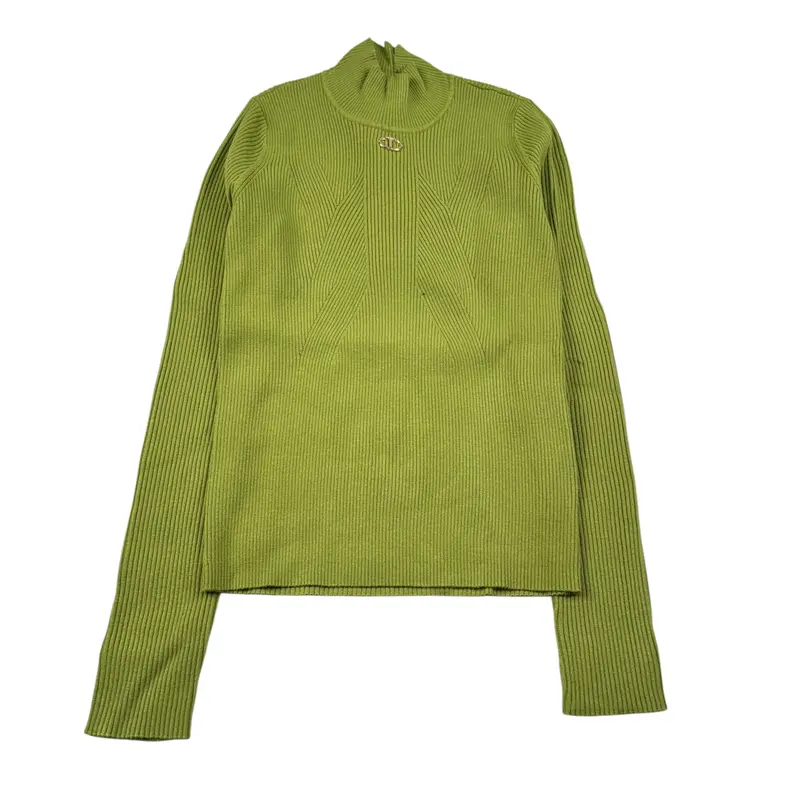 Twinset Maglia Mezzo Collo tinta unita Verde per Bambina