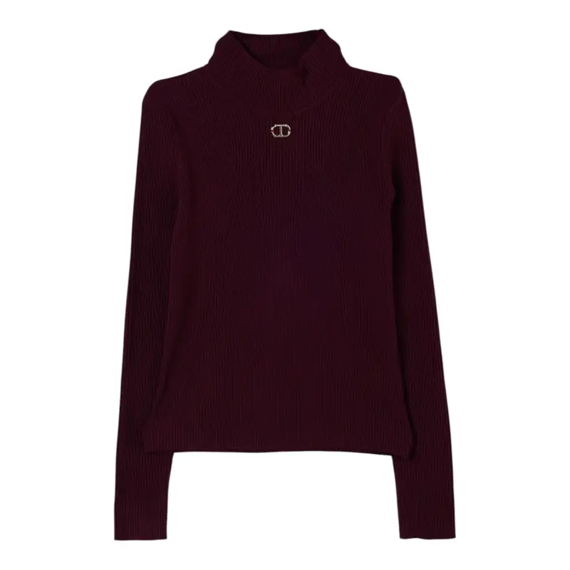 Twinset Maglia Mezzo Collo tinta unita Vinaccia per Bambina