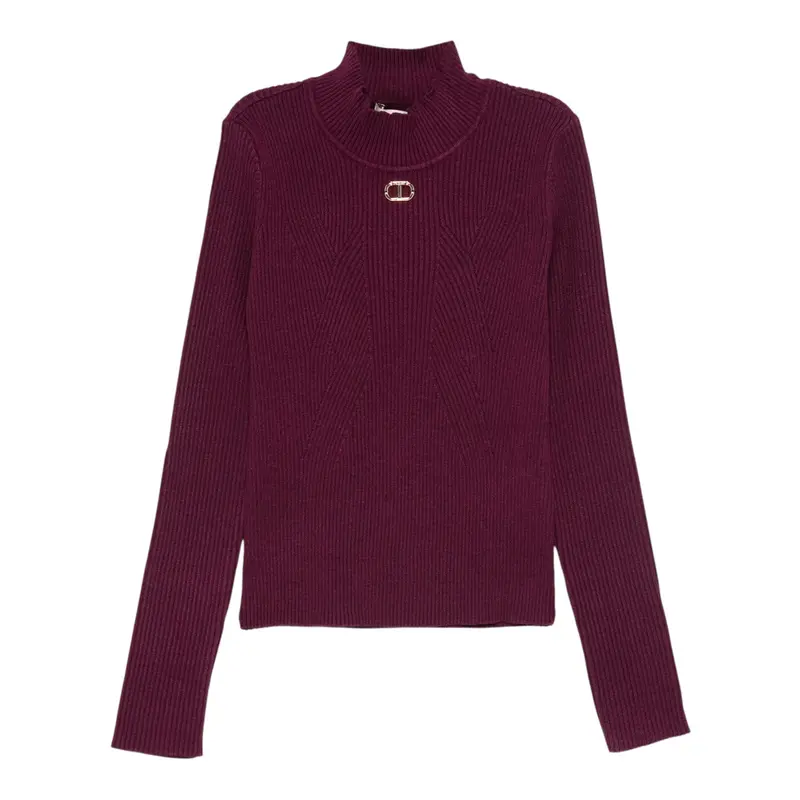 Twinset Maglia Mezzo Collo tinta unita Vinaccia per Bambina