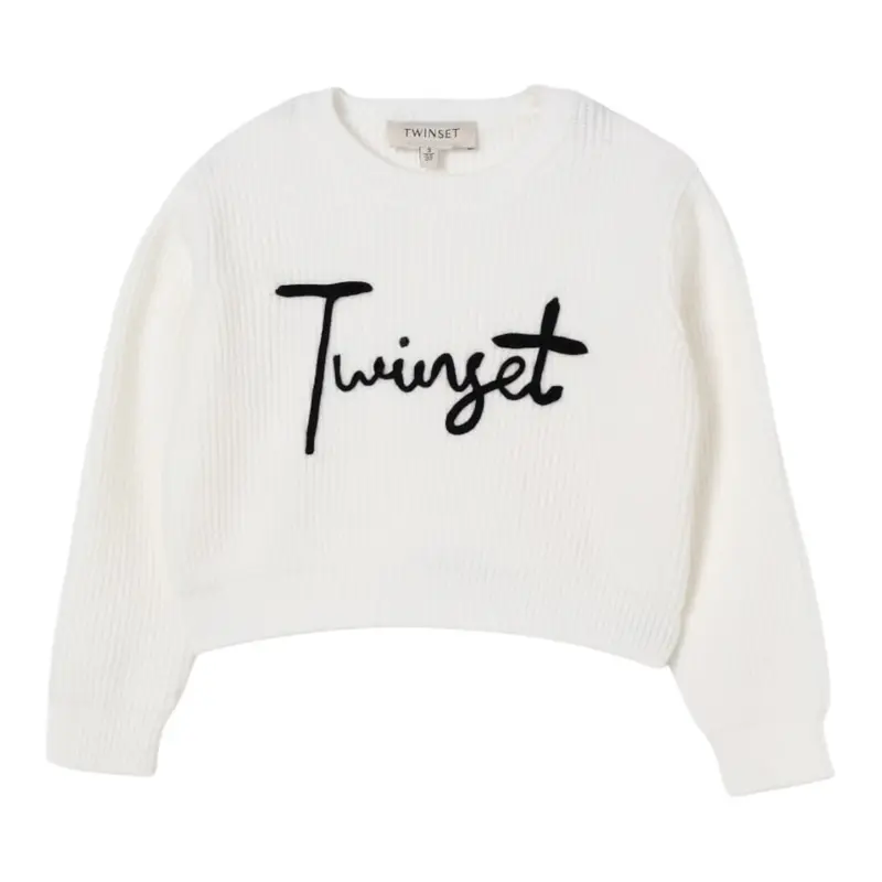 Twinset Maglia tinta unita con Stampa Bianco per Neonata