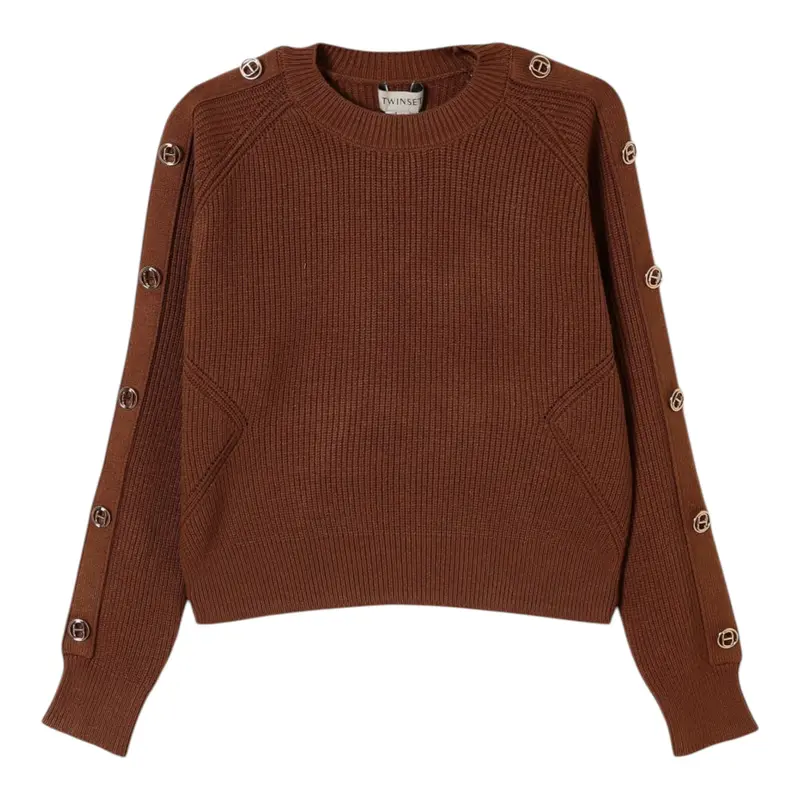 Twinset Maglia tinta unita Mezzo Collo Cammello per Bambina