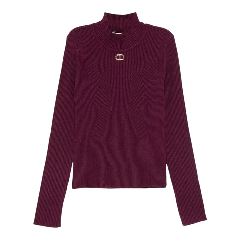 Twinset Maglia tinta unita Mezzo Collo Vinaccia per Bambina