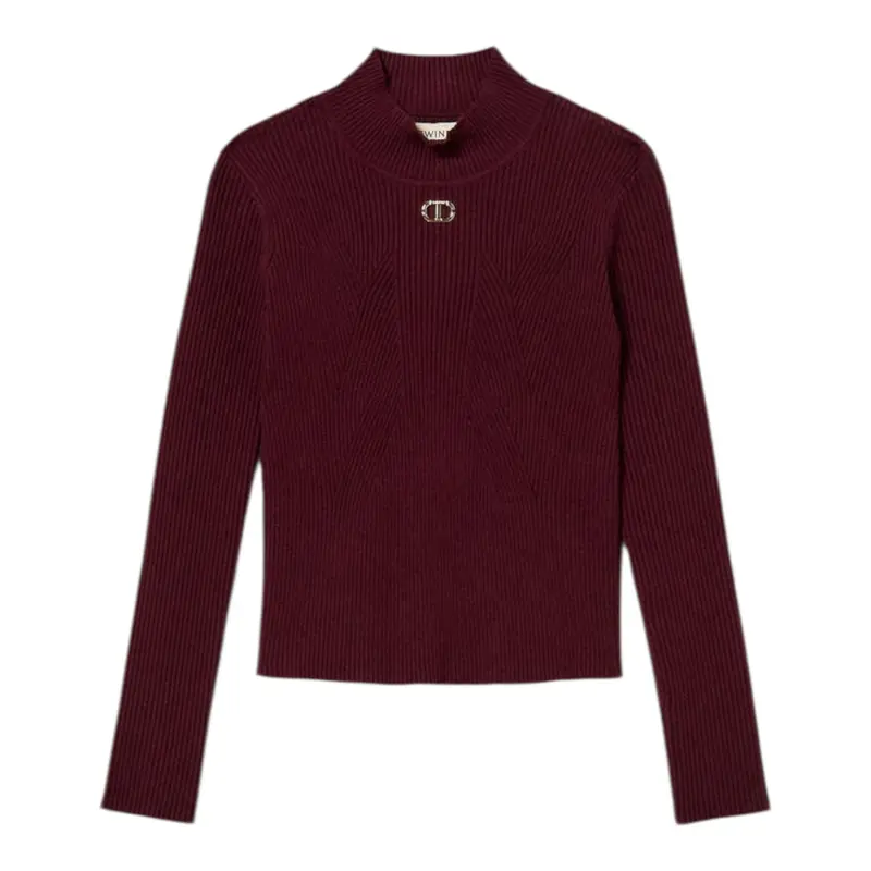 Twinset Maglia tinta unita Mezzo Collo Vinaccia per Neonata