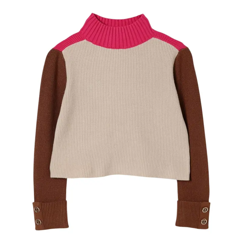 Twinset Maglia Tricolore Collo Alto Multicolor per Bambina