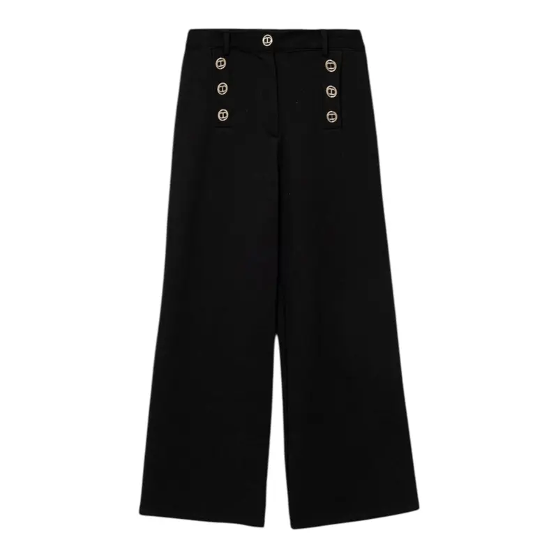 Twinset Pantalone tinta unita con Bottoni Nero per Bambina